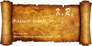 Kaincz Román névjegykártya